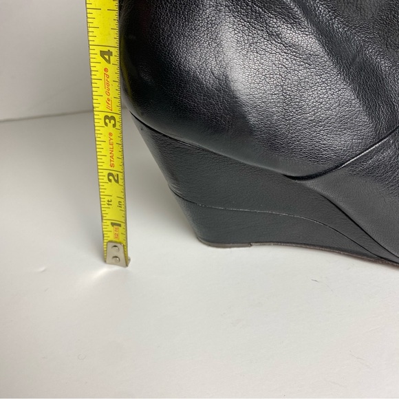 Diesel Black Leather Women's Wedge Booties Size 38/7.5 - Picture 9 of 10